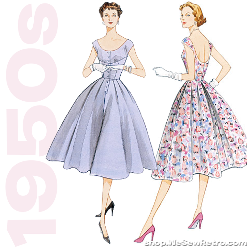 1950s Vintage Vogue V2960: Misses Dress Sewing Pattern Vogue 2960