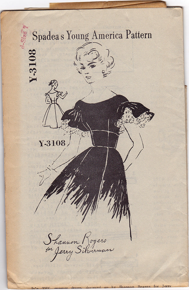 1960s Vintage Sewing Pattern: Spadea Young America Dress Y-3108