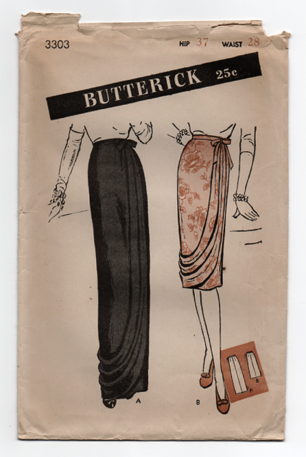 Butterick 3303 Sewing Pattern - 1940s Draped Skirt Vintage Pattern
