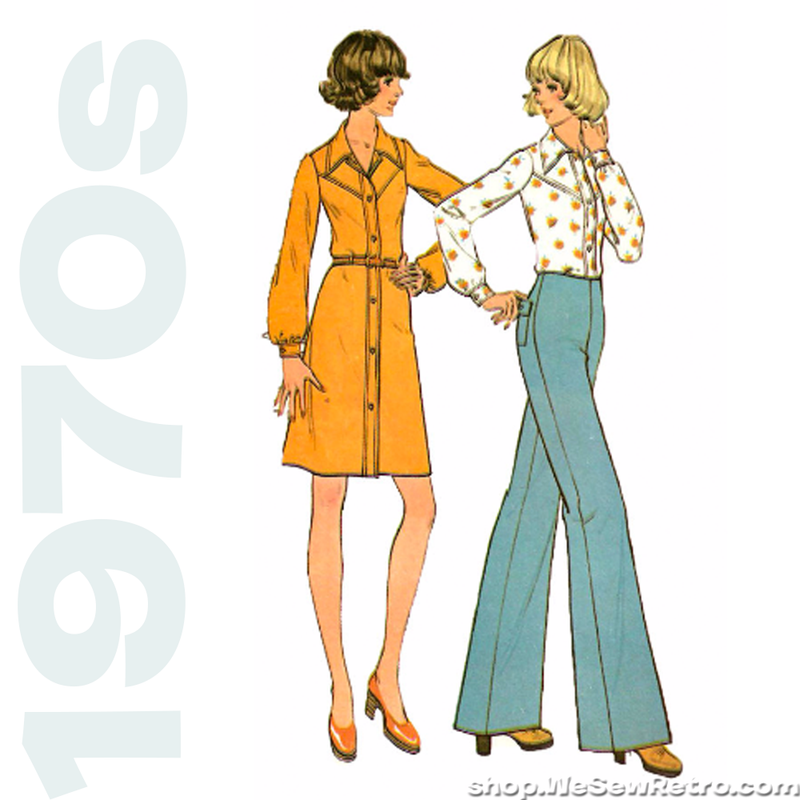 McCall's 3705 Vintage Sewing Pattern - 1970s Flares, Dress and Shirt