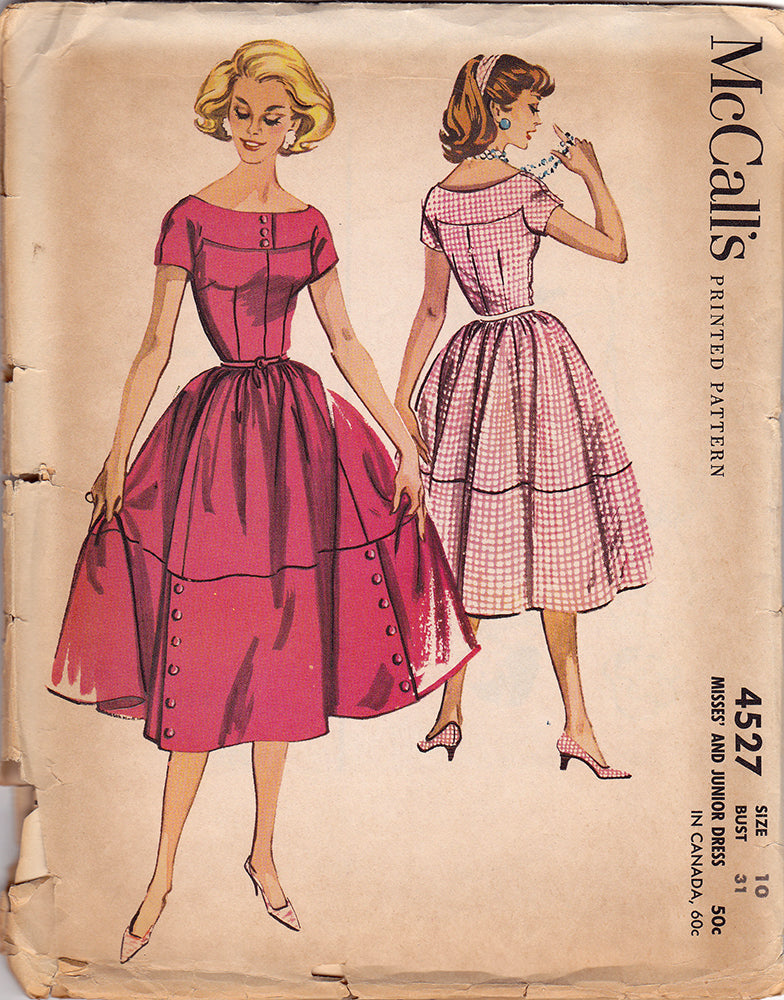 1950s Vintage Sewing Pattern: McCalls 4527 Misses Dress
