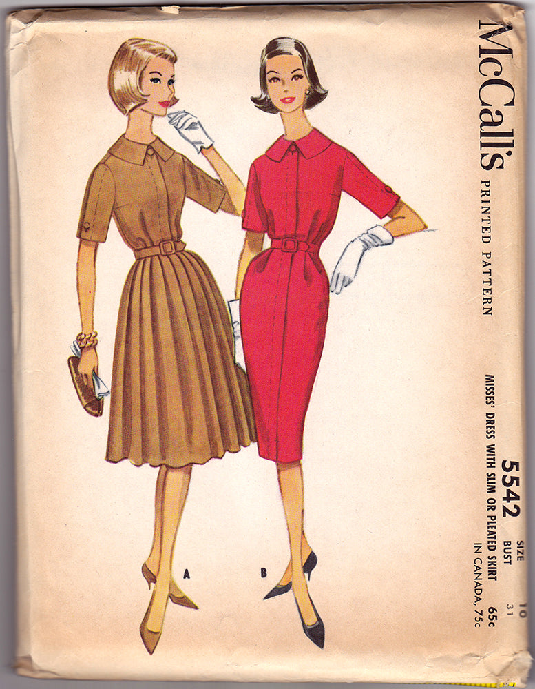 1960s Vintage Sewing Pattern: McCalls 5542 Misses Dress