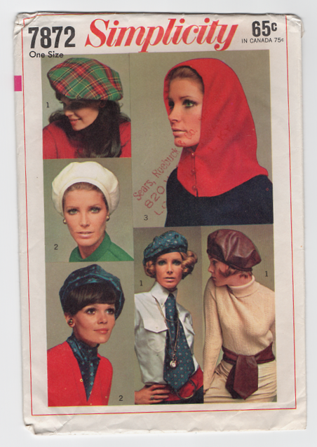 Simplicity 7872 Sewing Pattern - Womens Hats Vintage Pattern - 1960s Hat Pattern