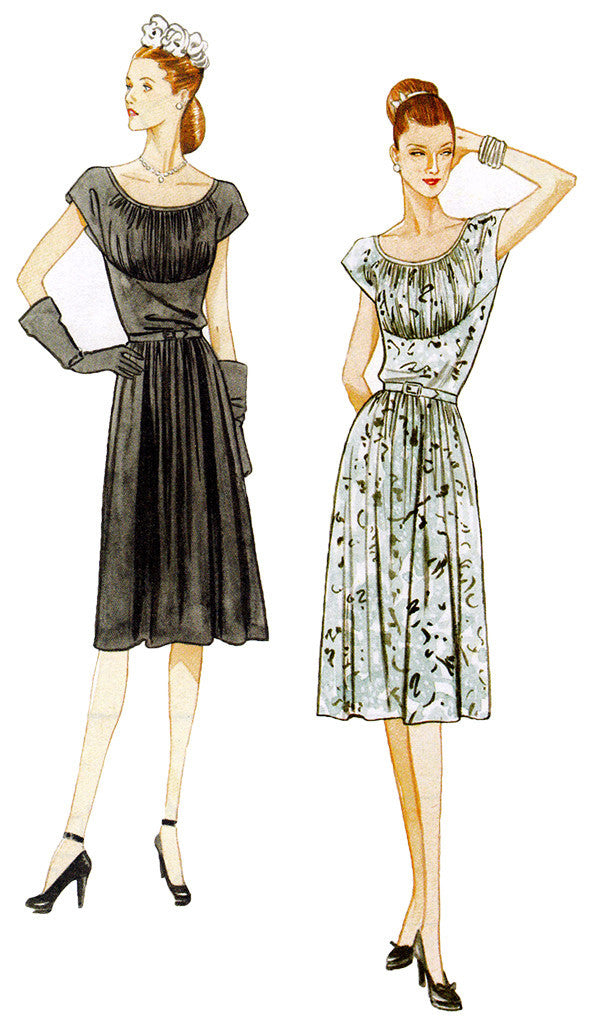 1940s Vintage Reproduction Sewing Pattern: Belted Dress. Vogue 8728