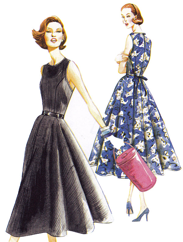 V8788 1950s Vintage Vogue Sewing Pattern: Back Wrap Dress Pattern. Vogue 8788
