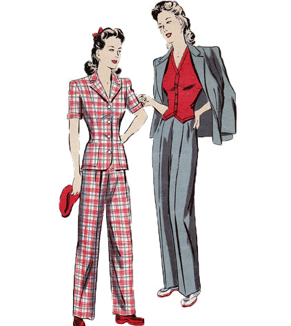 Hollywood 899 - 1940s Vintage Sewing Pattern: Pants, Jacket & Crocheted Vest