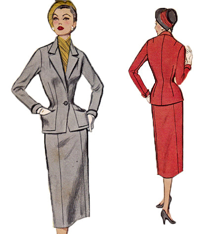 McCall's 9304 - 1950s Vintage Sewing Pattern: Fitted Suit - 38" Bust