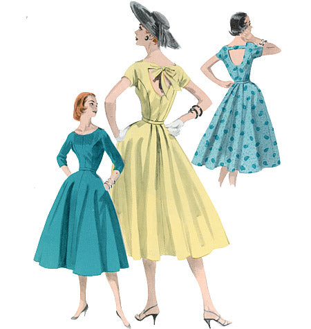 1950s Repro Vintage Sewing Pattern: Open Back Dress. Butterick 5605 –  WeSewRetro