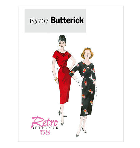 Butterick 5707 1950s Repro Vintage Sewing Pattern: Bias Yoke Dress and Belt