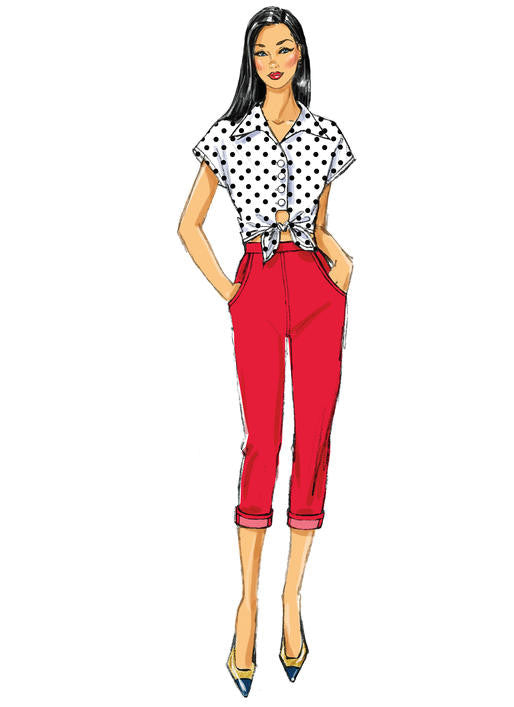 B5895 Patterns by Gertie Vintage Capris Sewing Pattern - Butterick 5895 1950s Inspired Top and Jeans Pattern