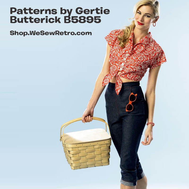 B5895 Patterns by Gertie Vintage Capris Sewing Pattern - Butterick 5895 1950s Inspired Top and Jeans Pattern