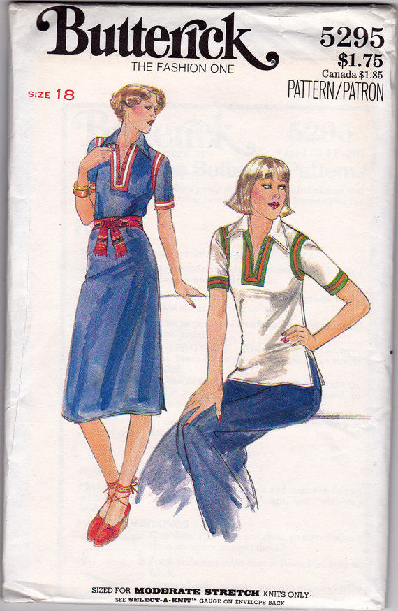 1970s Tubular Dress Sewing Pattern - Butterick 5295