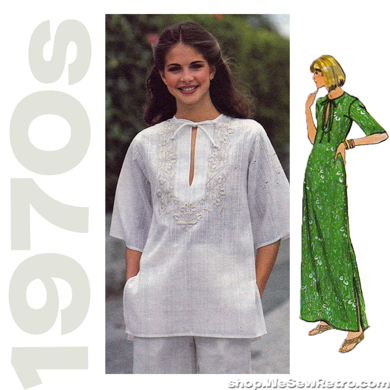 1970s Embroidered Dress and Top Vintage Pattern - Butterick 5310