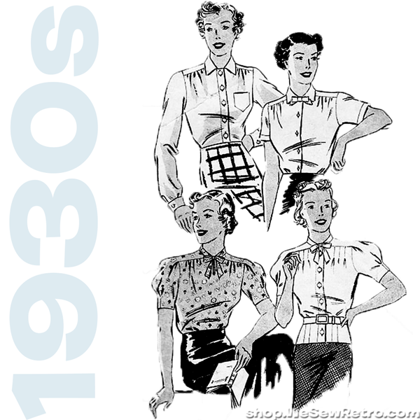 Butterick 7246. 1930s Vintage Pattern. Women's Blouse Vintage Pattern.