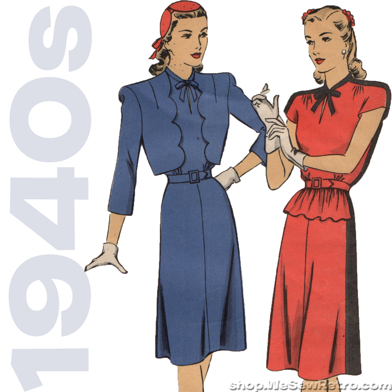 Hollywood 1546 - 1940s Vintage Pattern - Dress and Bolero