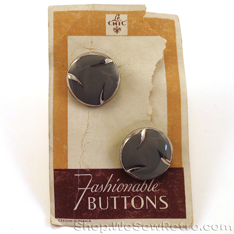 Set of Two Vintage Buttons on Original Card