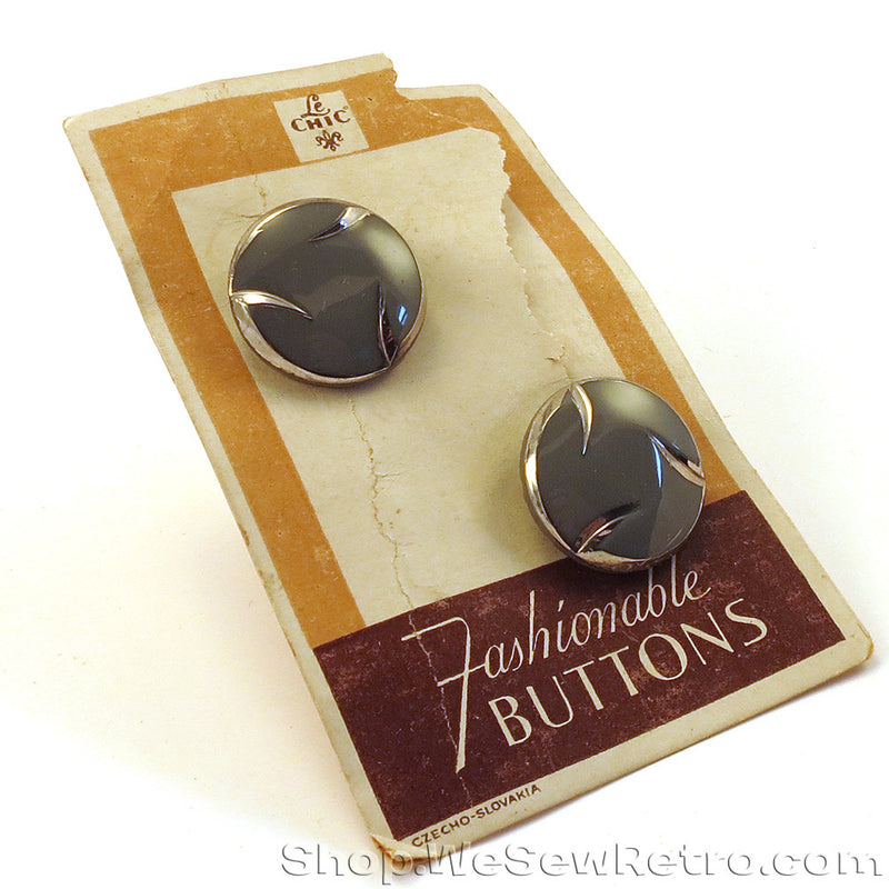 Set of Two Vintage Buttons on Original Card