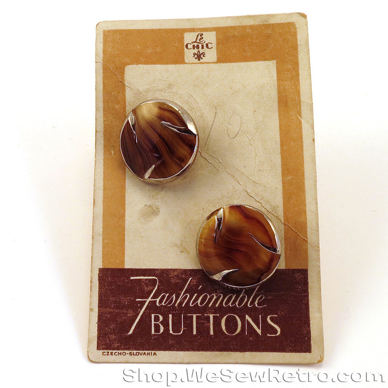 Set of Two Vintage Buttons on Original Card