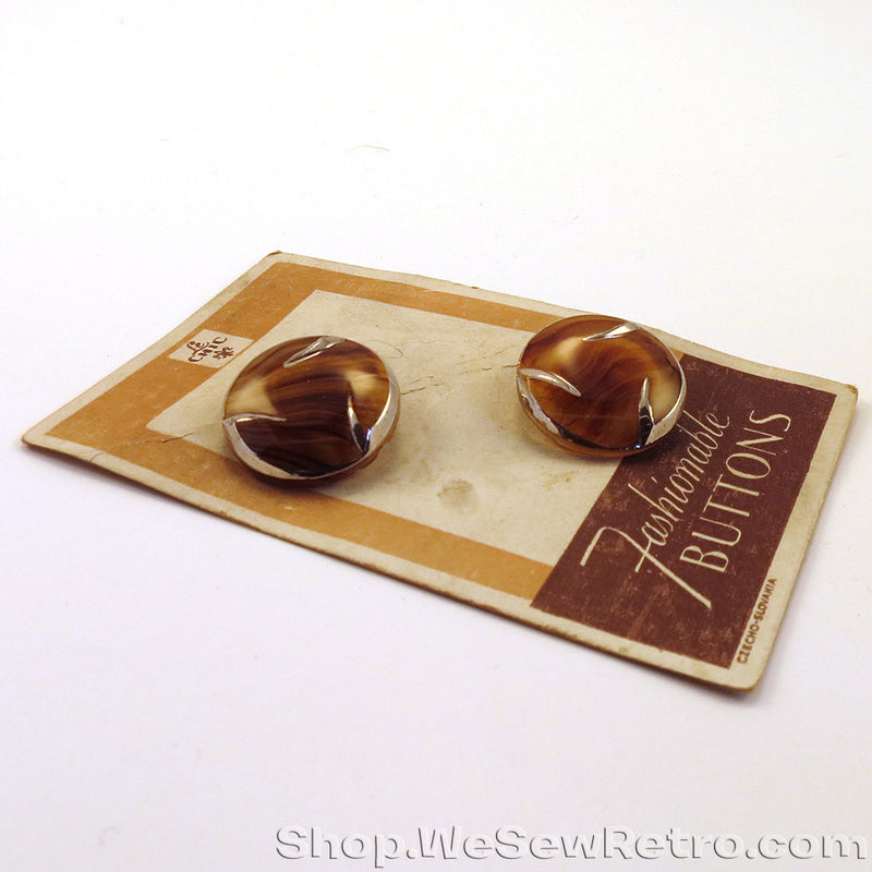 Set of Two Vintage Buttons on Original Card