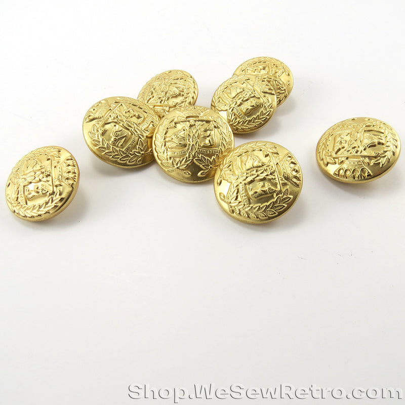 Set of 8 Gold Tone Fashion Buttons