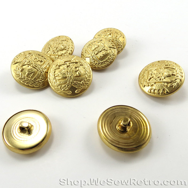 Set of 8 Gold Tone Fashion Buttons