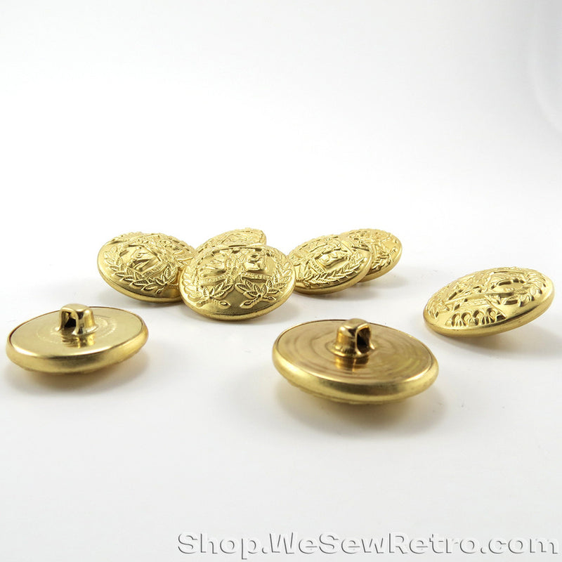 Set of 8 Gold Tone Fashion Buttons