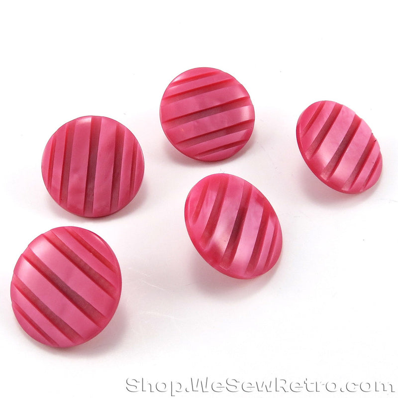 5 Pink Vintage Buttons