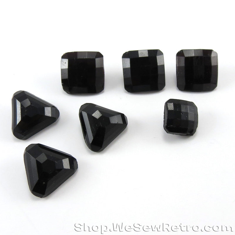 Collection of Antique Black Glass Faceted Vintage Buttons