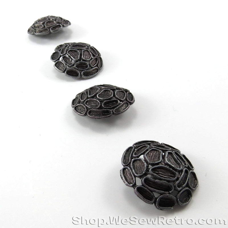 4 Large Metal Vintage Coat Buttons
