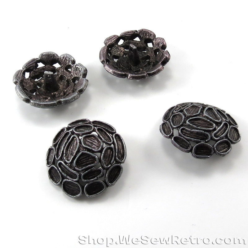 4 Large Metal Vintage Coat Buttons