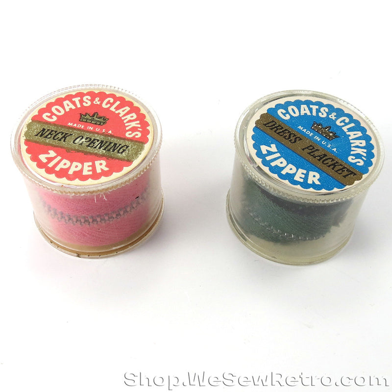 Set of two Vintage Metal Zippers in Cases