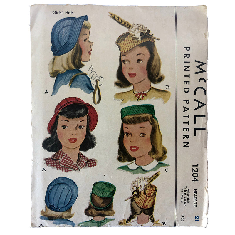McCall 1204 1940s Vintage Hat Sewing Pattern