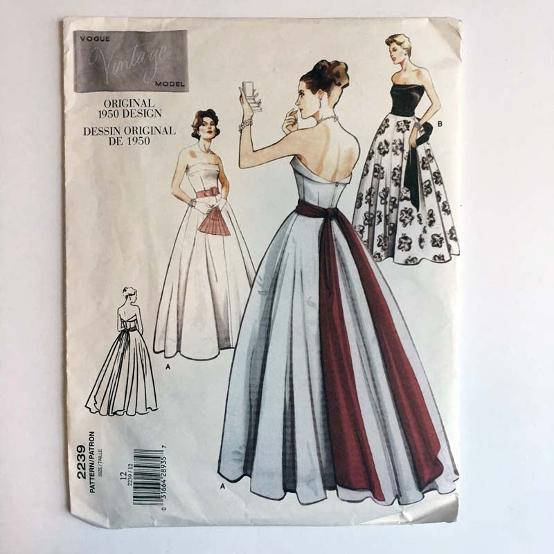 Vintage Vogue 2239 1950s Evening Gown Sewing Pattern