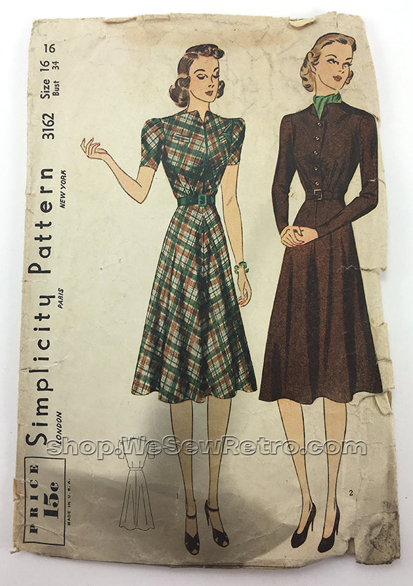 simplicity vintage dress patterns Dresses S3046 The Fold Line Simplicity 3162 1940s Dress Vintage