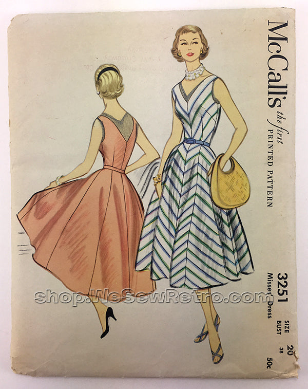 McCalls 3251 1950s Dress Vintage Sewing Pattern