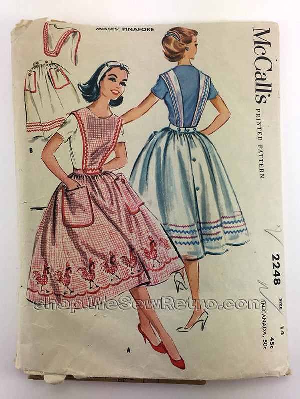 McCalls 2248 1950s Misses Pinafore Vintage Sewing Pattern