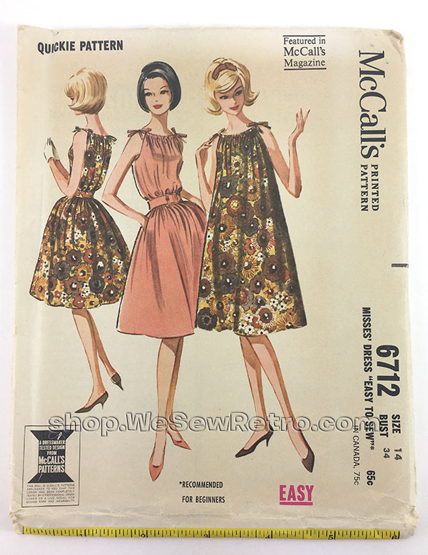 McCalls 6712 1960s Dress Vintage Sewing Pattern – WeSewRetro