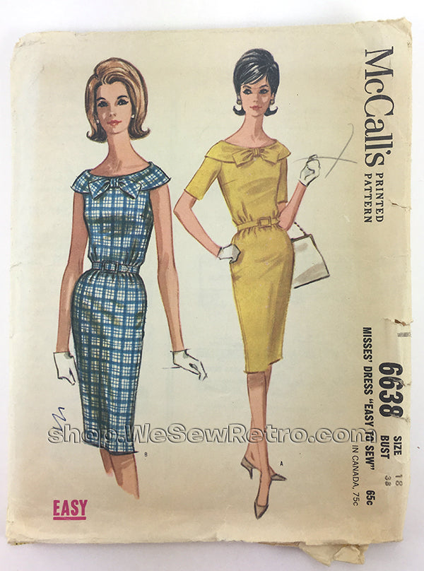McCalls 6638 1960s Dress Vintage Sewing Pattern – WeSewRetro