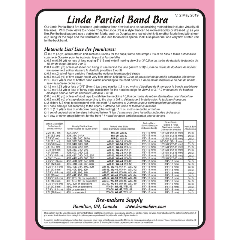 Pin Up Girls Linda Partial Band Bra Pattern
