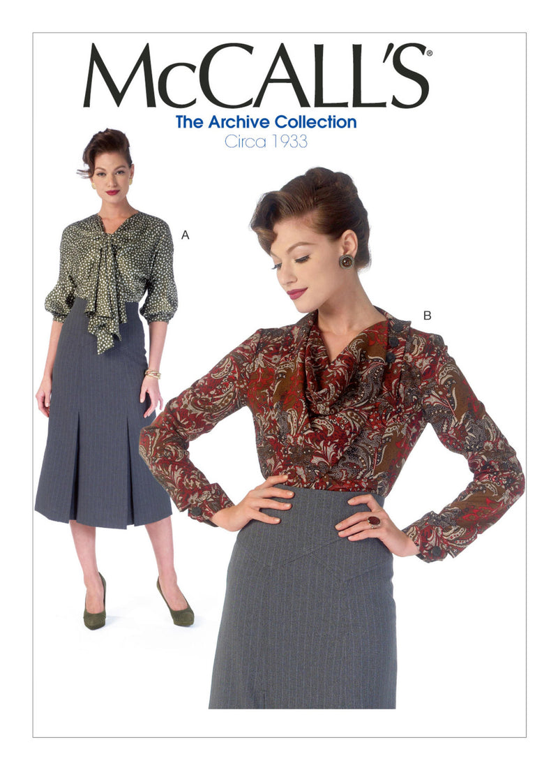 M7053 1930s Tops Sewing Pattern - McCalls 7053 Blouse Sewing Pattern