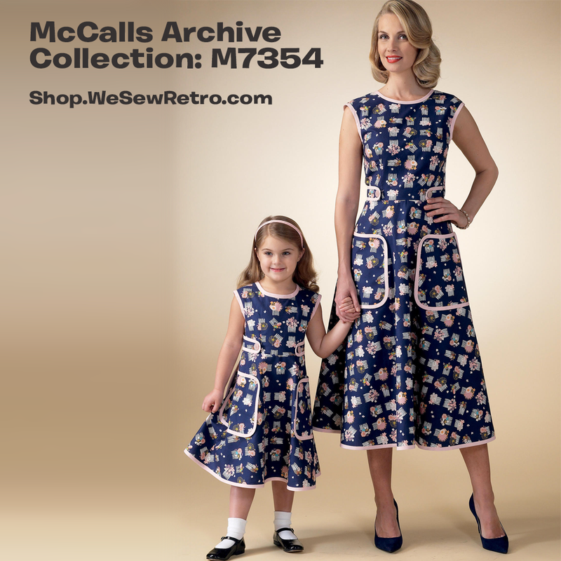 M7354 Mommy & Me 1950s Back Wrap Dress Pattern - McCalls 7354 Sewing Pattern