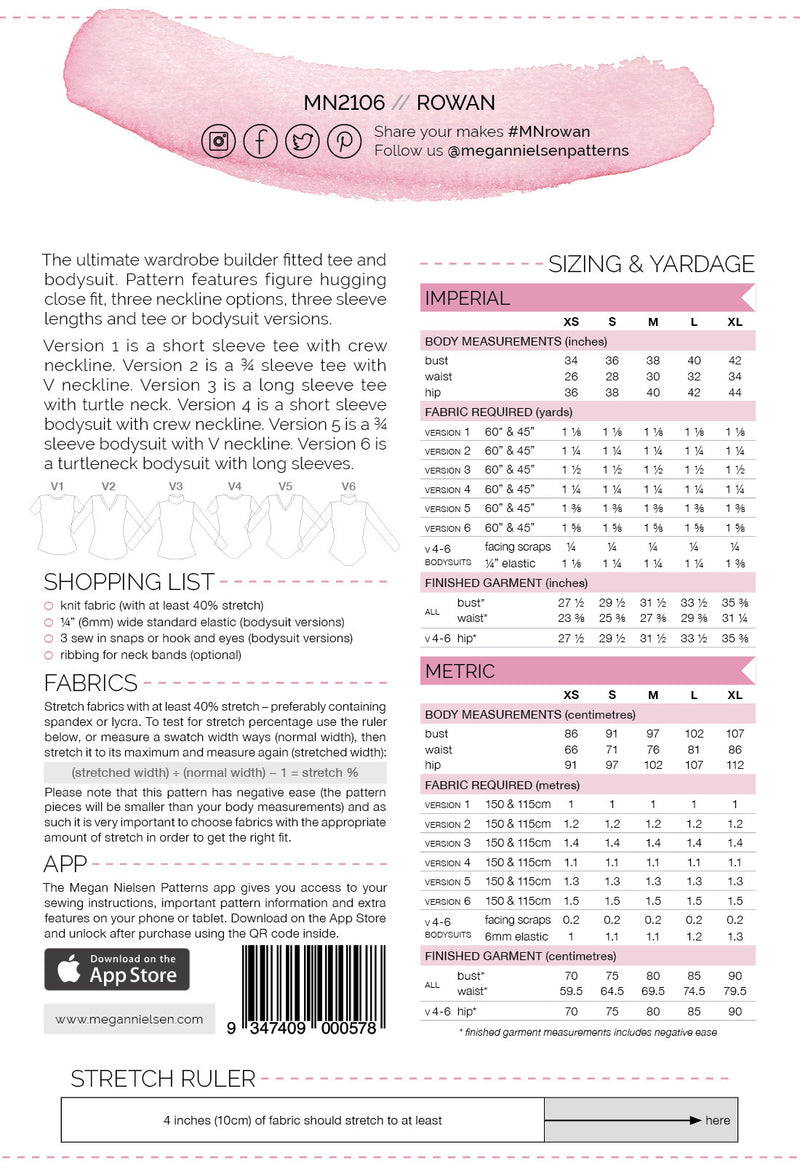 Megan Nielsen Rowan Bodysuit Paper Sewing Pattern