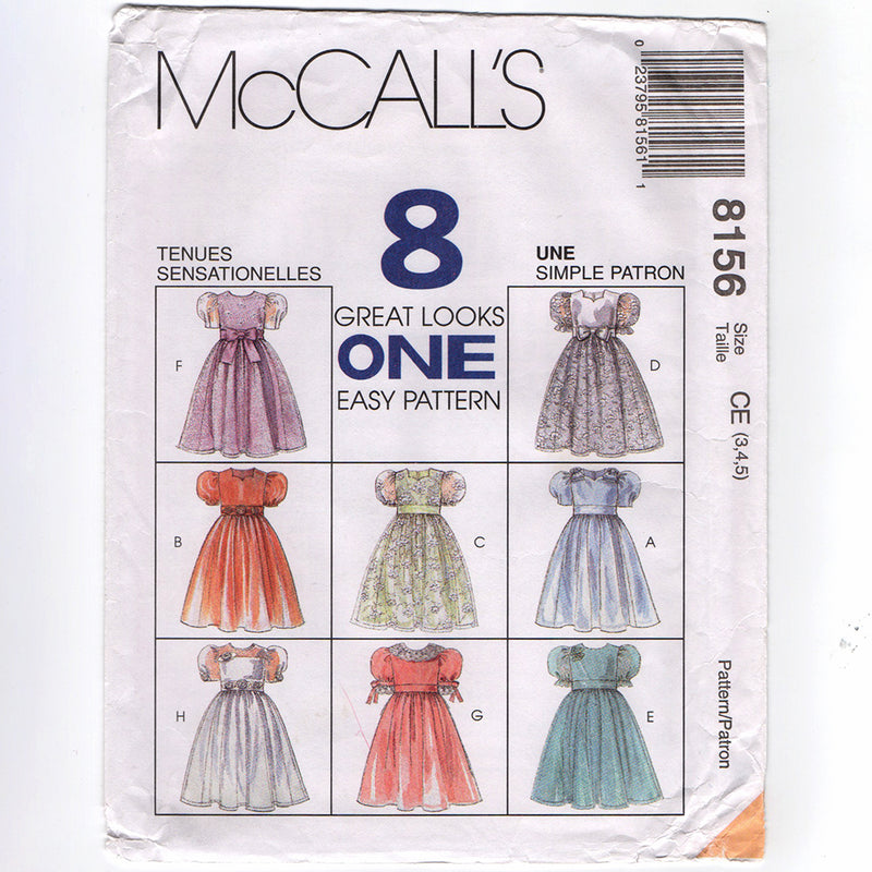 McCall's 8156 Girls Party Dress Sewing Pattern