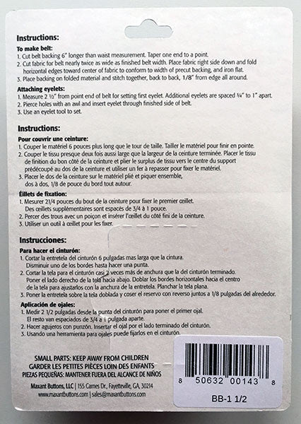 Belt Backing Kit - 1.5" Belting with Eyelets - Make a Matching Belt for Your Dress (BB-11/2)