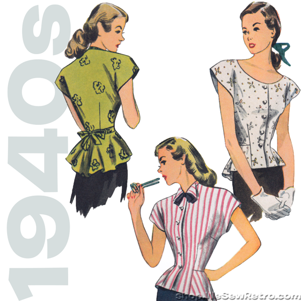 Simplicity 1590 1940s Vintage Blouse Sewing Pattern