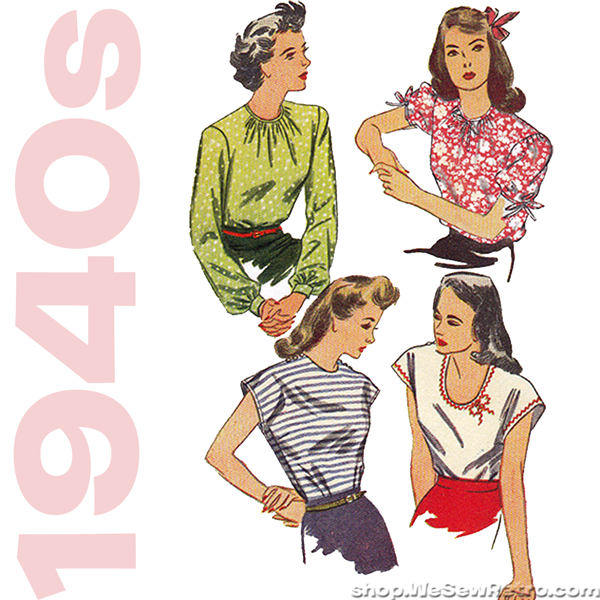 Simplicity 1692. 1940s Vintage Reproduction Pattern. Women's Blouse Sewing Pattern.