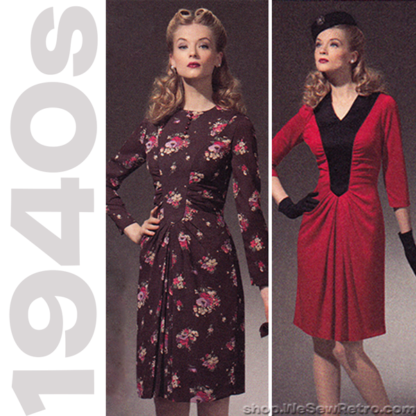 Simplicity 1777: 1940s Repro Vintage Sewing Pattern: Ruched Dress.