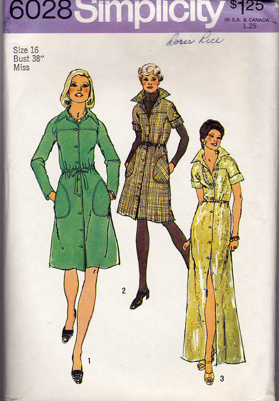 1970s Shirtdress Vintage Sewing Pattern - Simplicity 6028