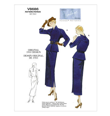 Vintage Vogue 8686 - Out of Print 1930s Dress Sewing Pattern
