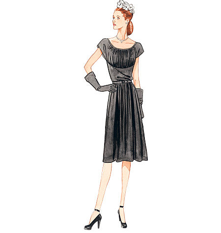 1940s Vintage Reproduction Sewing Pattern: Belted Dress. Vogue 8728